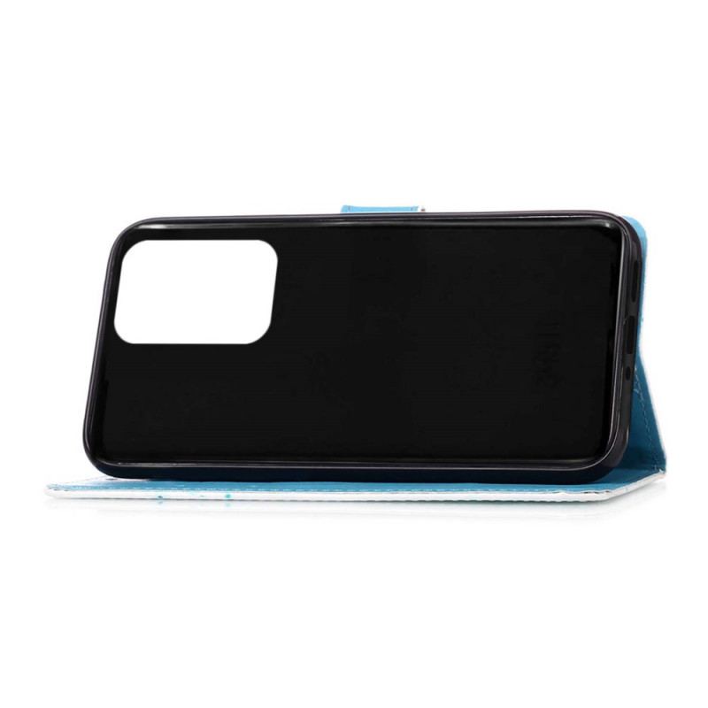 Capa Flip Para Samsung Galaxy A53 5G De Cordão Tanga Borboletas