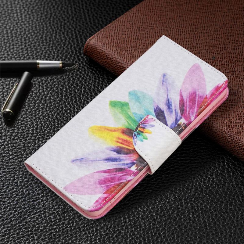 Capa Flip Para Samsung Galaxy A53 5G Flor Aquarela