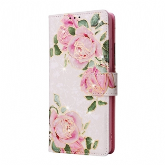 Capa Flip Para Samsung Galaxy A53 5G Flores Rfid Com Cordão