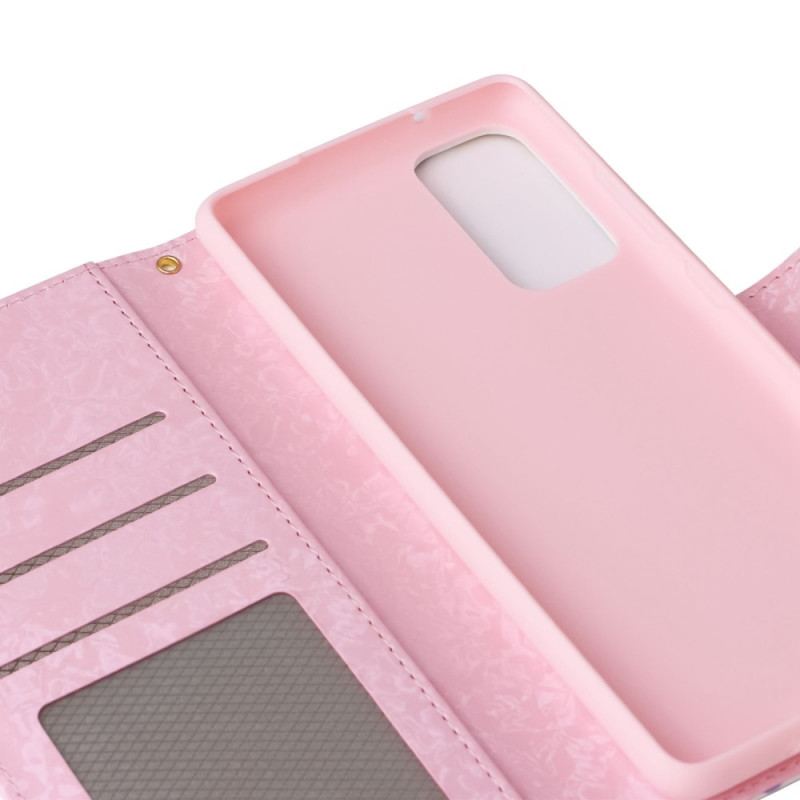 Capa Flip Para Samsung Galaxy A53 5G Flores Rfid Com Cordão