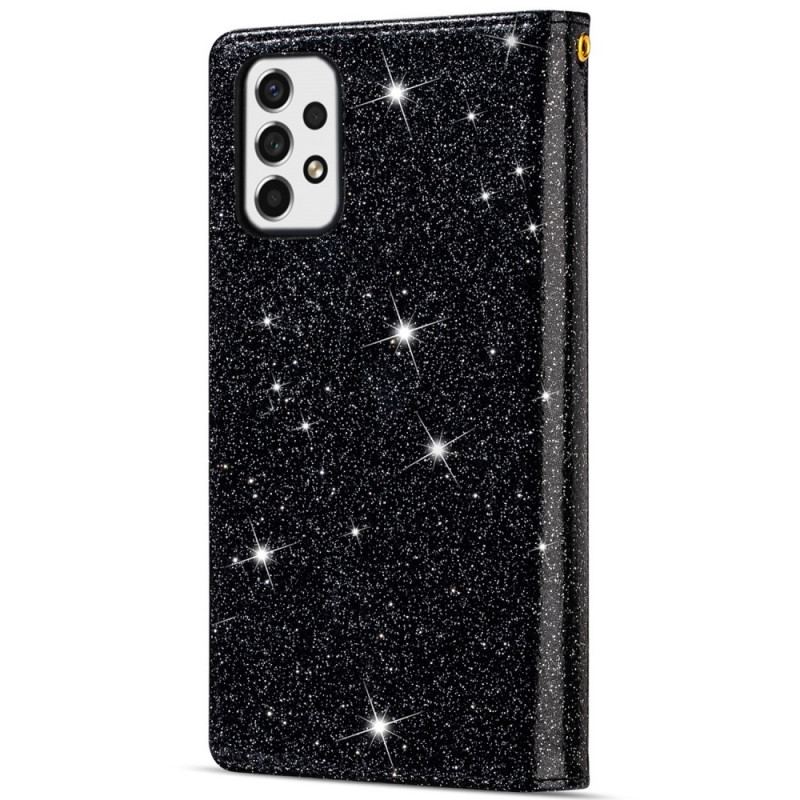 Capa Flip Para Samsung Galaxy A53 5G Capa Tipo Carteira Carteira Com Zíper De Lantejoulas