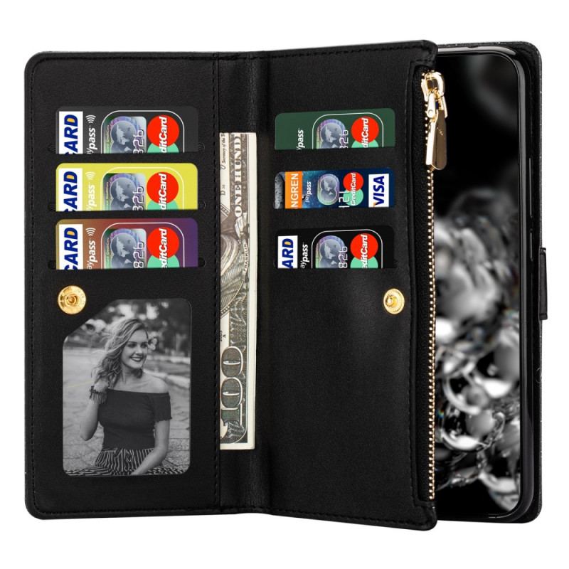 Capa Flip Para Samsung Galaxy A53 5G Capa Tipo Carteira Carteira Com Zíper De Lantejoulas