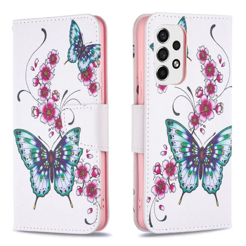 Capa Folio Para Samsung Galaxy A53 5G Borboletas