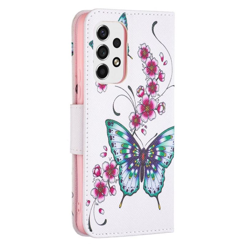 Capa Folio Para Samsung Galaxy A53 5G Borboletas