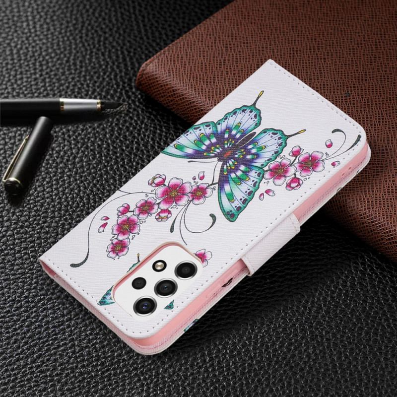 Capa Folio Para Samsung Galaxy A53 5G Borboletas