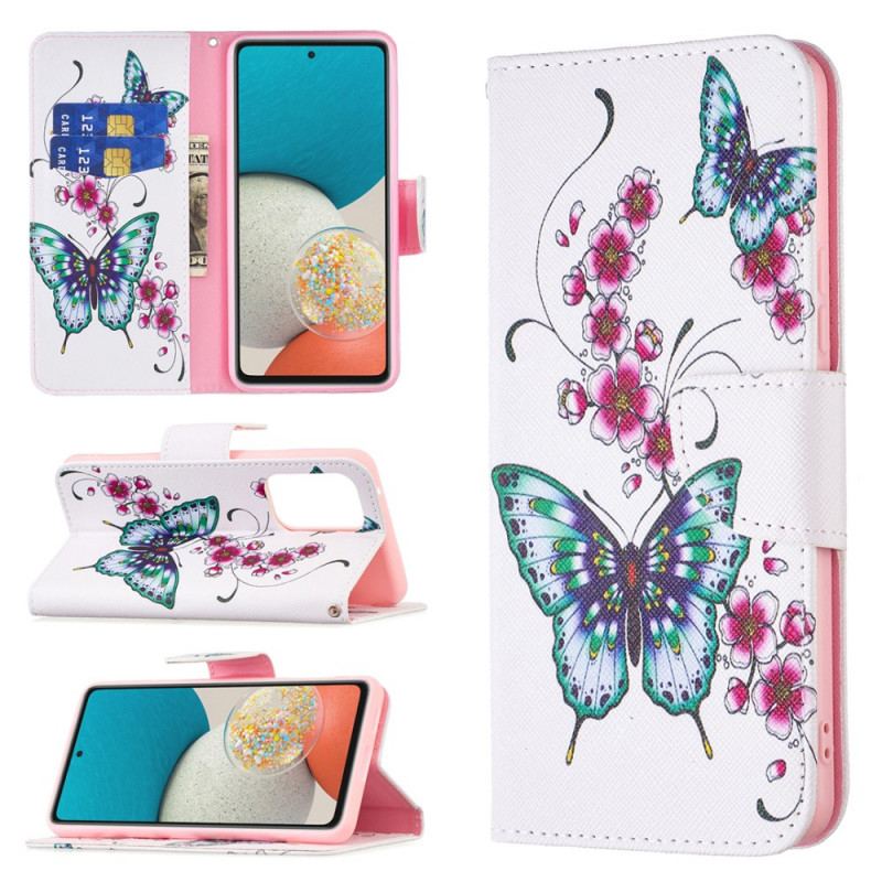 Capa Folio Para Samsung Galaxy A53 5G Borboletas