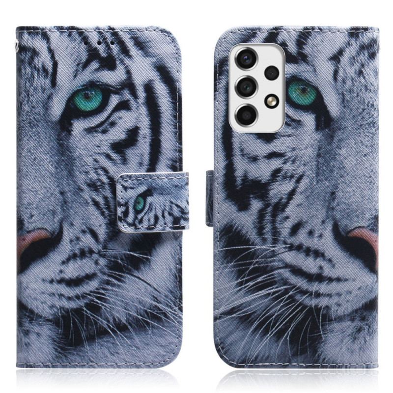 Capa Folio Para Samsung Galaxy A53 5G Cara De Tigre