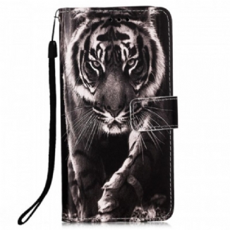 Capa Folio Para Samsung Galaxy A53 5G De Cordão Strappy Night Tiger