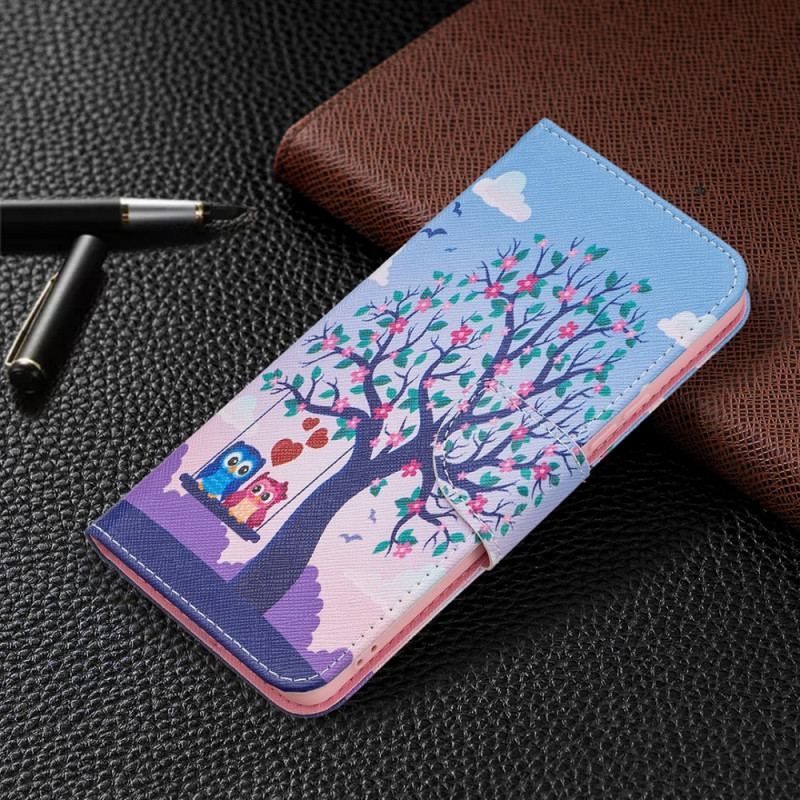 Capa Folio Para Samsung Galaxy A53 5G Corujas No Balanço