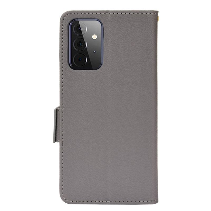 Capa Folio Para Samsung Galaxy A53 5G Couro Sintético De Lichia Tradicional