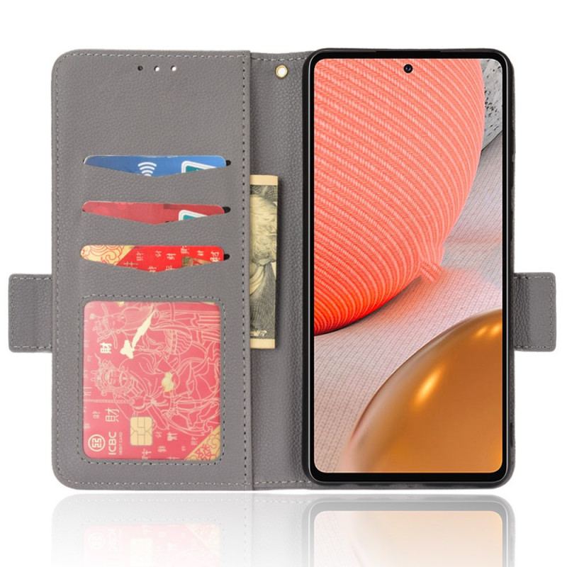 Capa Folio Para Samsung Galaxy A53 5G Couro Sintético De Lichia Tradicional