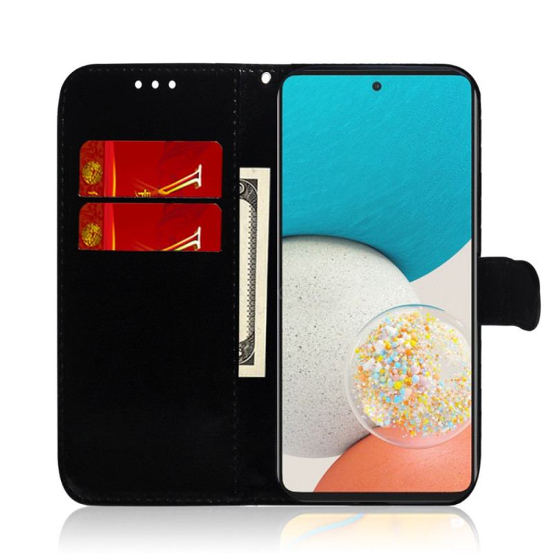 Capa Folio Para Samsung Galaxy A53 5G Capa De Espelho De Couro Sintético