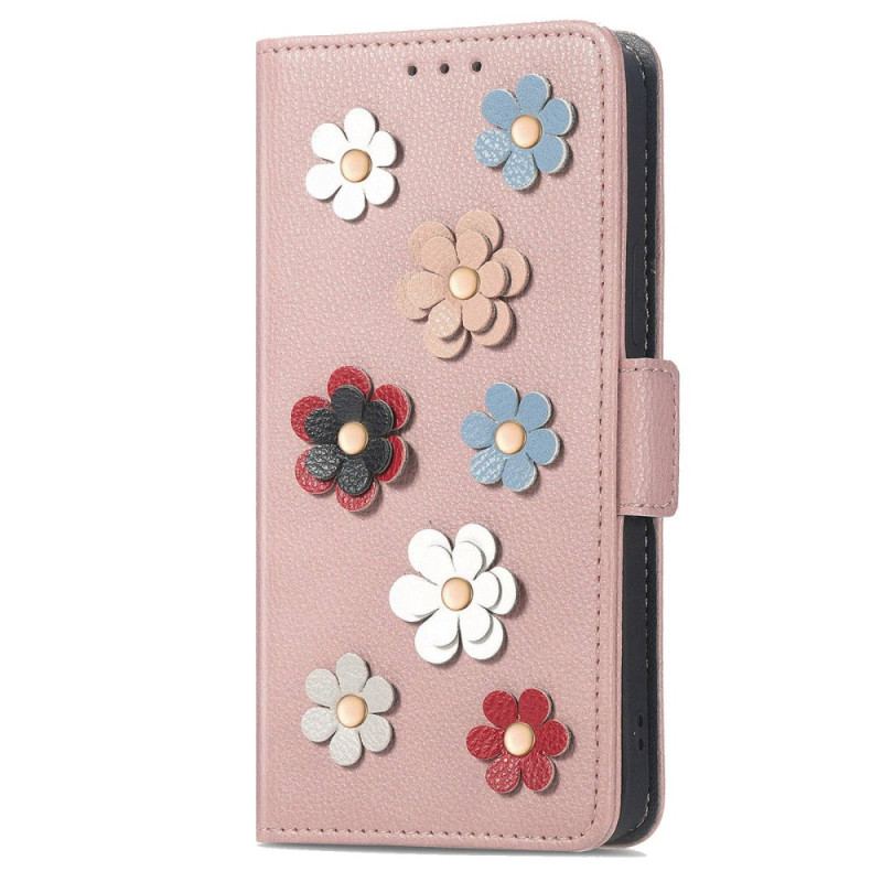 Capa Folio Para Samsung Galaxy A53 5G Flores 3d