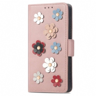 Capa Folio Para Samsung Galaxy A53 5G Flores 3d