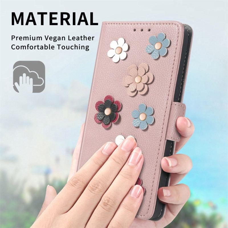 Capa Folio Para Samsung Galaxy A53 5G Flores 3d