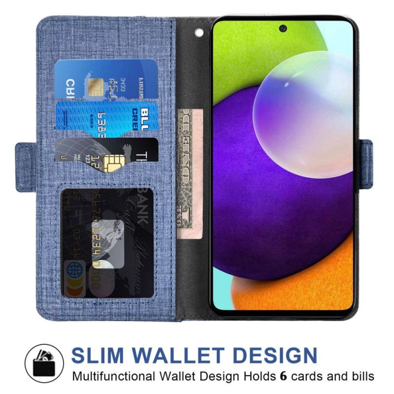 Capa Folio Para Samsung Galaxy A53 5G Jeans Com Porta-cartão Giratório