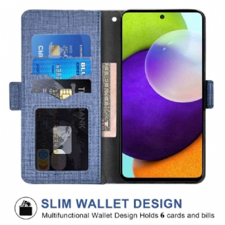 Capa Folio Para Samsung Galaxy A53 5G Jeans Com Porta-cartão Giratório