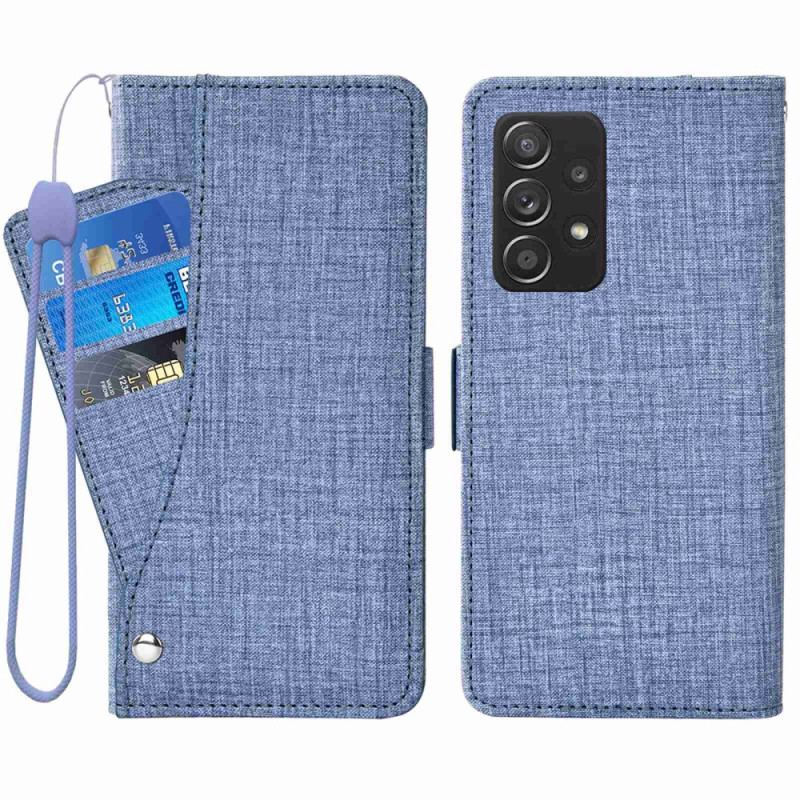 Capa Folio Para Samsung Galaxy A53 5G Jeans Com Porta-cartão Giratório