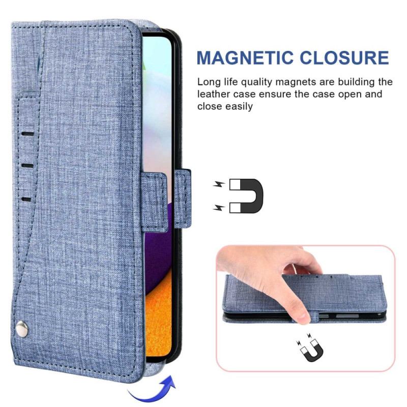 Capa Folio Para Samsung Galaxy A53 5G Jeans Com Porta-cartão Giratório