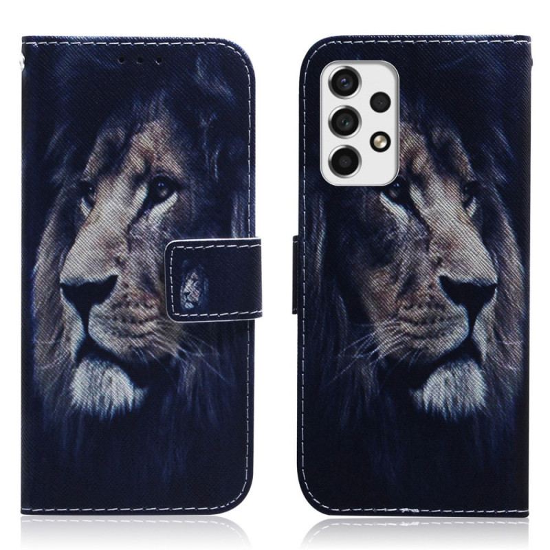 Capa Folio Para Samsung Galaxy A53 5G Leão Sonhador