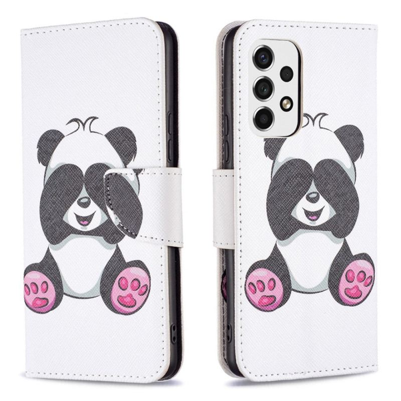 Capa Folio Para Samsung Galaxy A53 5G Panda Divertido