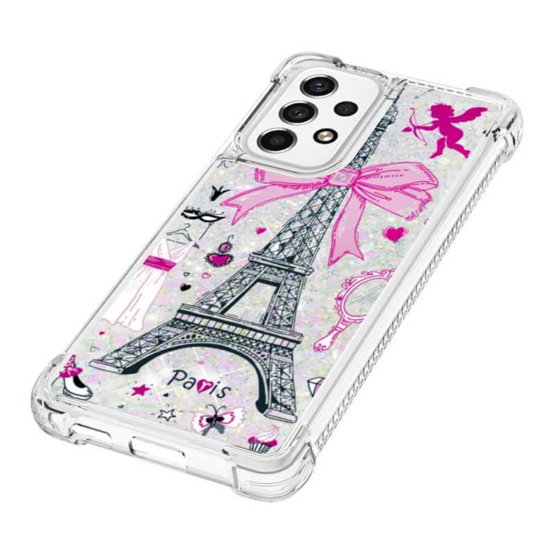 Capa Para Samsung Galaxy A53 5G As Lantejoulas Da Torre Eiffel