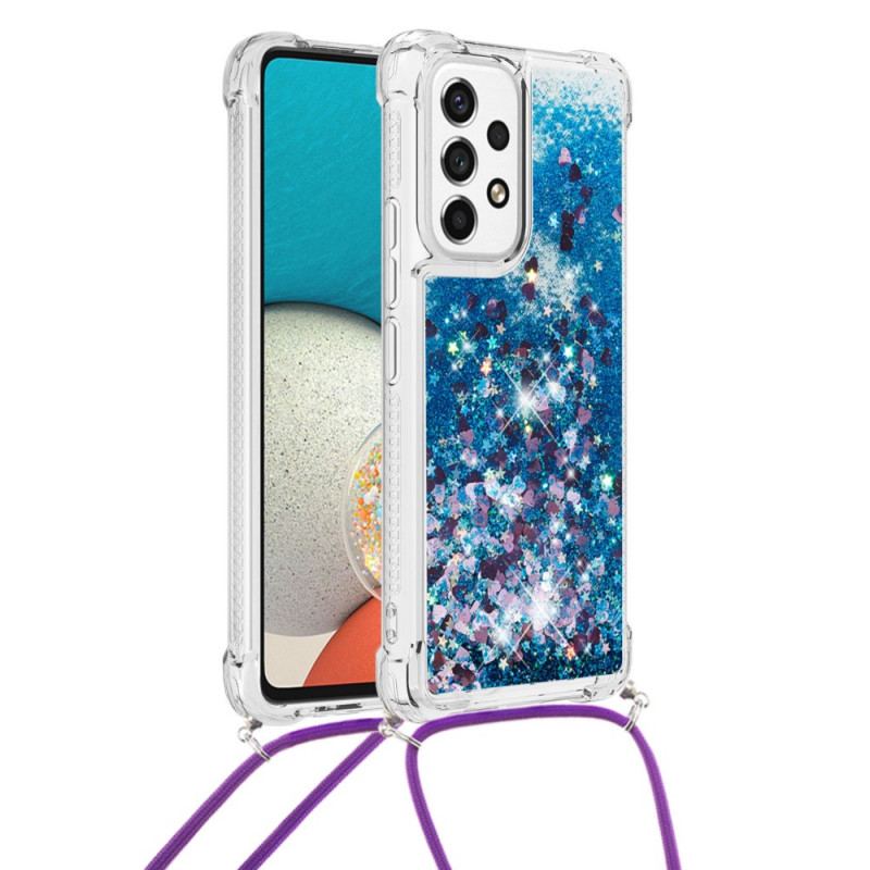 Capa Para Samsung Galaxy A53 5G De celular Desenho De Lantejoulas Com Cordão