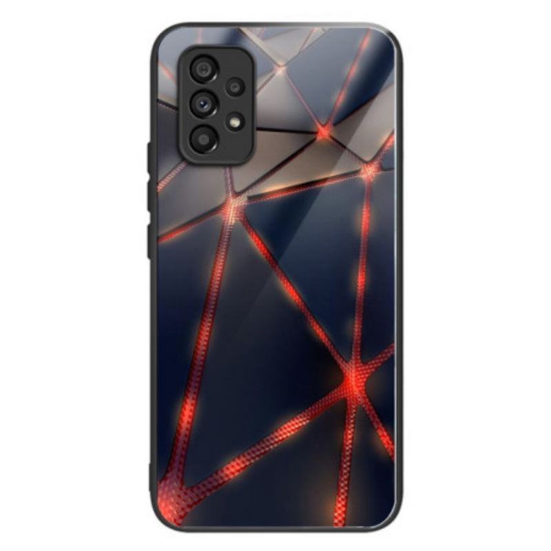 Capa Para Samsung Galaxy A53 5G Linhas Vermelhas De Vidro Temperado