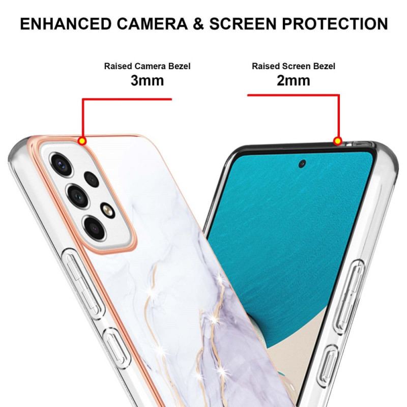 Capa Para Samsung Galaxy A53 5G Mármore Flexível De Silicone