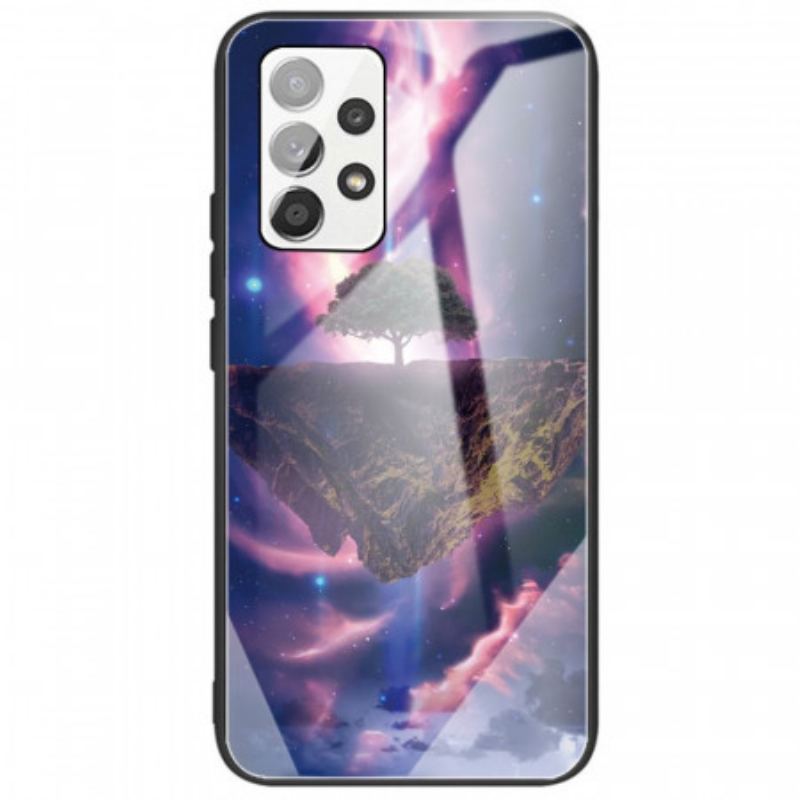 Capa Para Samsung Galaxy A53 5G Vidro Temperado Da Árvore Do Mundo