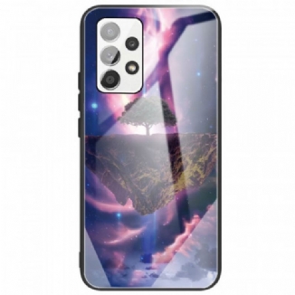 Capa Para Samsung Galaxy A53 5G Vidro Temperado Da Árvore Do Mundo