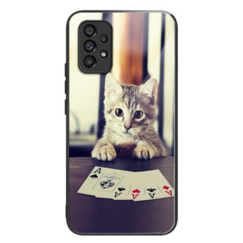 Capa Para Samsung Galaxy A53 5G Vidro Temperado De Gato De Pôquer