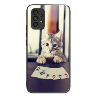 Capa Para Samsung Galaxy A53 5G Vidro Temperado De Gato De Pôquer