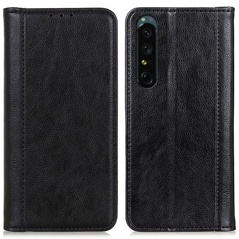 Capa De Celular Para Sony Xperia 1 IV Flip Clássico Couro Rachado