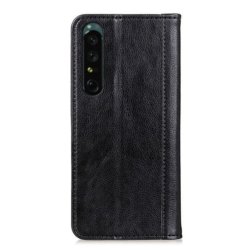 Capa De Celular Para Sony Xperia 1 IV Flip Clássico Couro Rachado