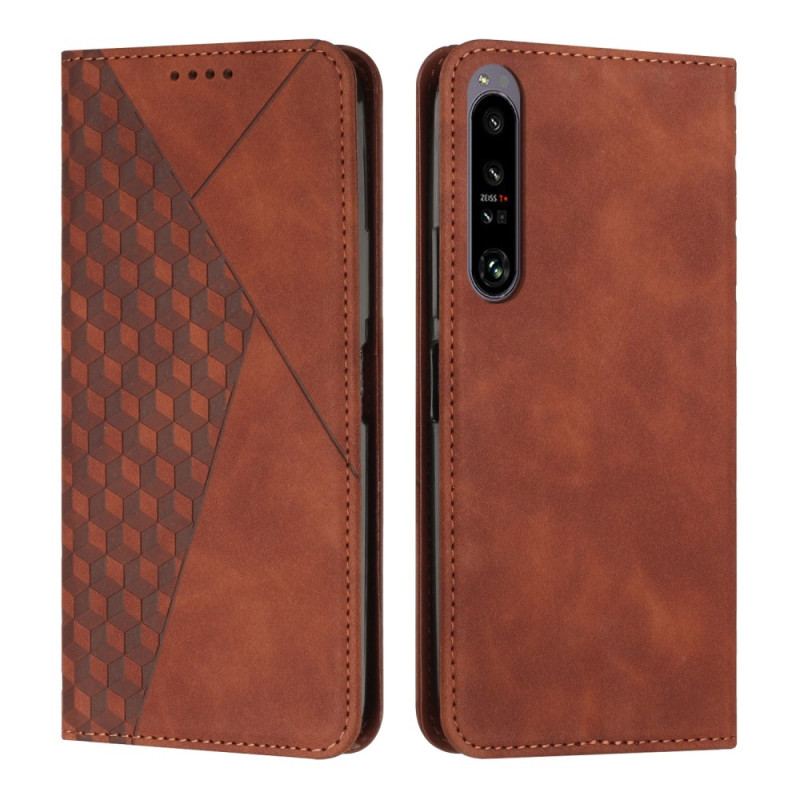 Capa De Celular Para Sony Xperia 1 IV Flip Estilo Couro Padrão 3d