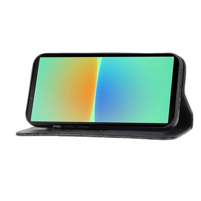 Capa De Celular Para Sony Xperia 1 IV Flip Estilo De Couro Padrão 3d Com Alça