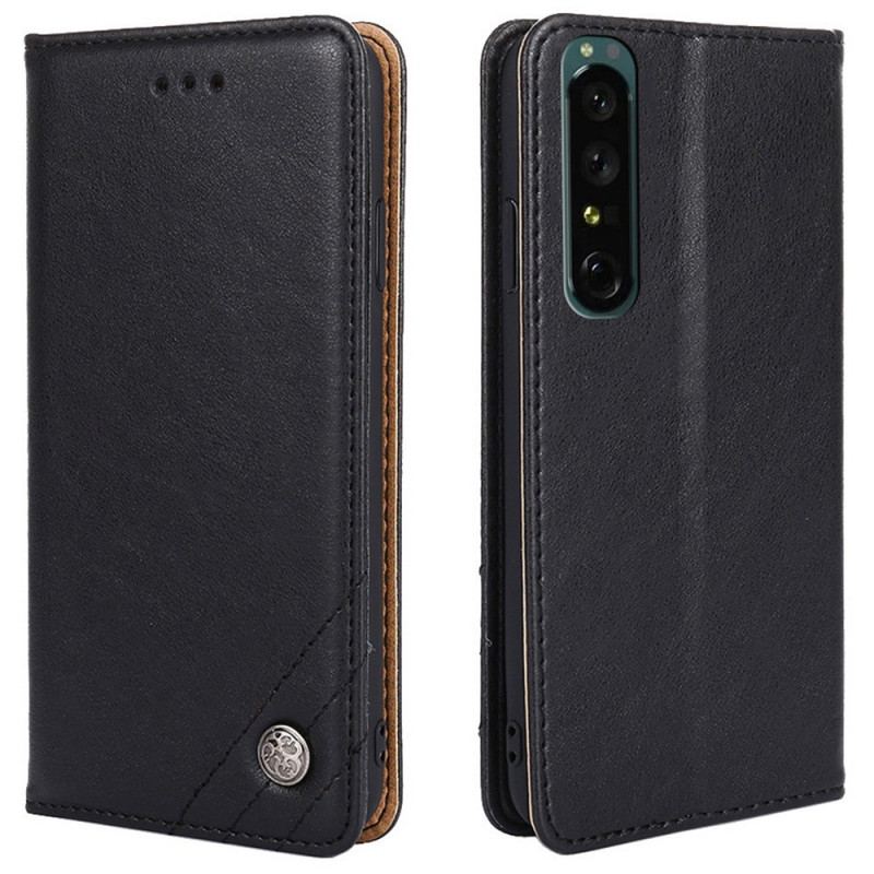 Capa De Celular Para Sony Xperia 1 IV Flip Rebites Decorativos