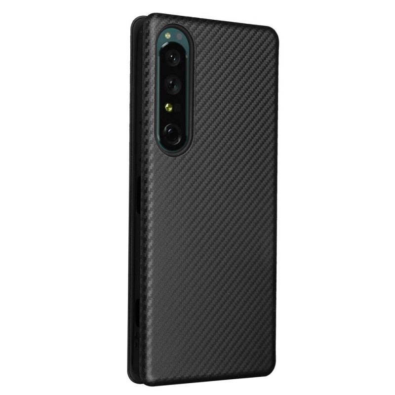 Capa De Celular Para Sony Xperia 1 IV Flip Textura De Fibra De Carbono