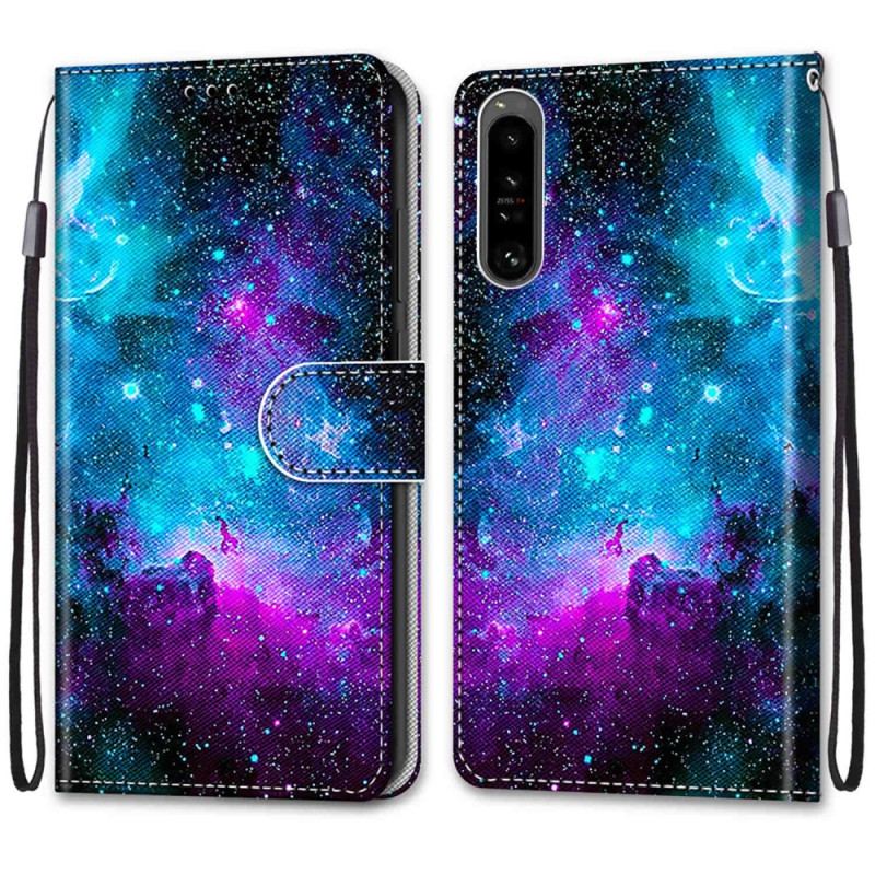 Capa De Couro Para Sony Xperia 1 IV Céu Cósmico