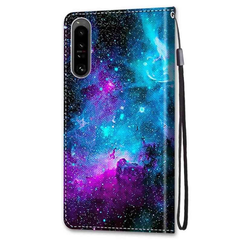 Capa De Couro Para Sony Xperia 1 IV Céu Cósmico