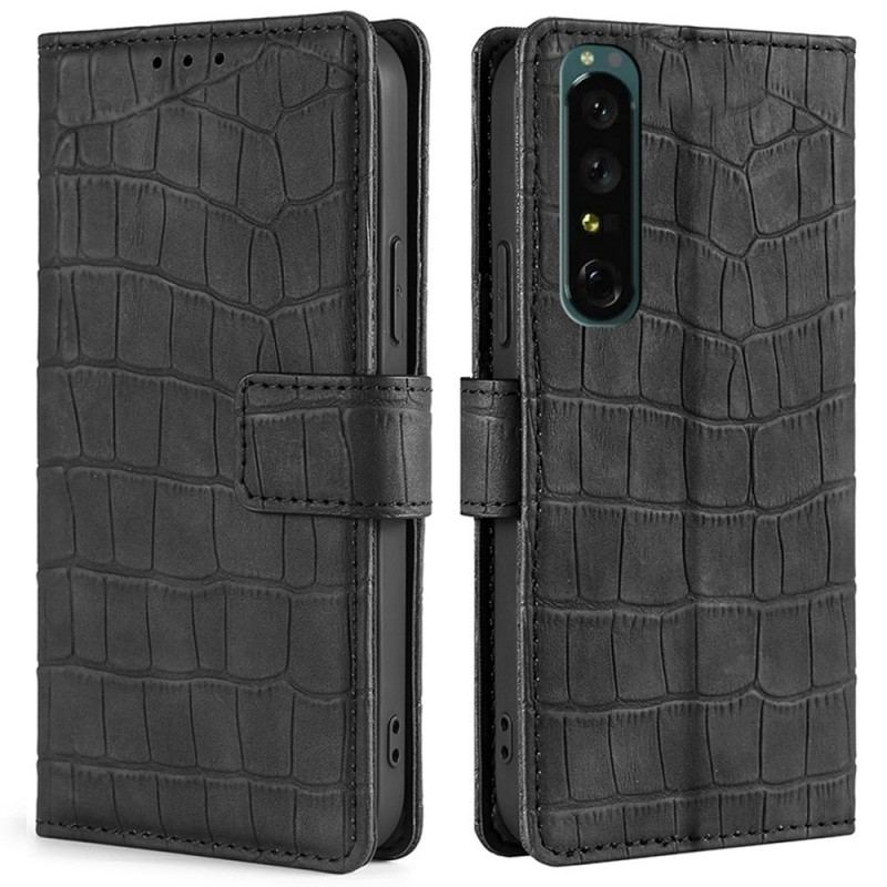 Capa De Couro Para Sony Xperia 1 IV Estilo Crocodilo