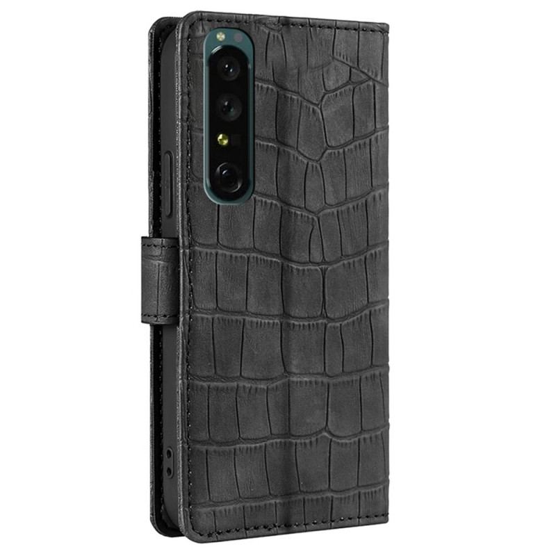 Capa De Couro Para Sony Xperia 1 IV Estilo Crocodilo