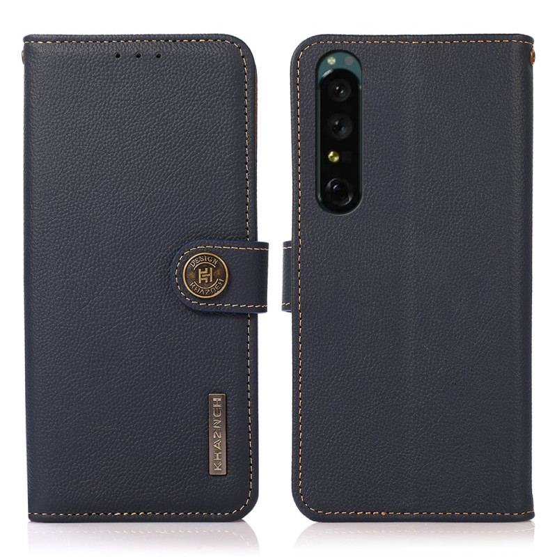 Capa De Couro Para Sony Xperia 1 IV Khazneh Rfid Couro Genuíno