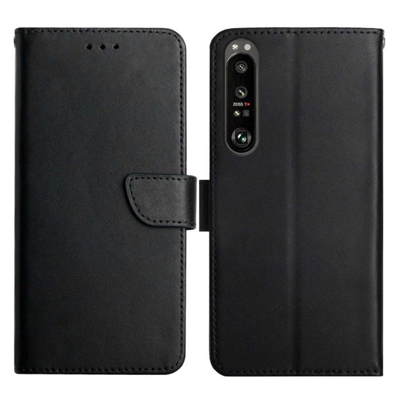 Capa De Couro Para Sony Xperia 1 IV Couro Napa Genuíno