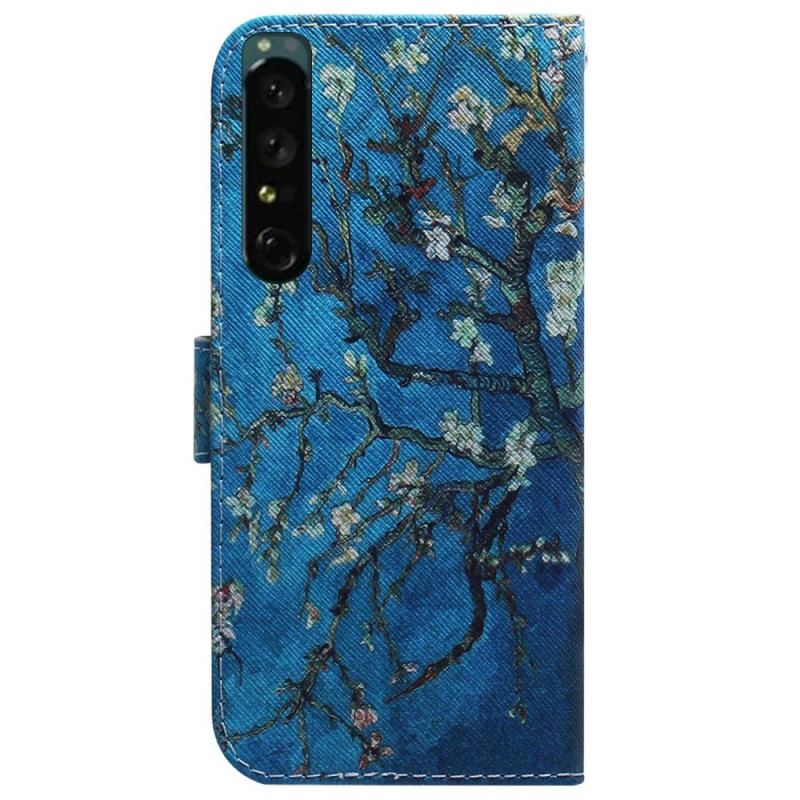 Capa De Couro Para Sony Xperia 1 IV Ramos Floridos