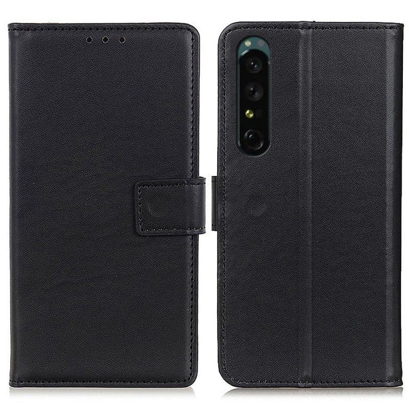 Capa Em Pele Para Sony Xperia 1 IV Couro Sintético Liso