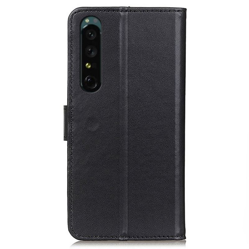 Capa Em Pele Para Sony Xperia 1 IV Couro Sintético Liso