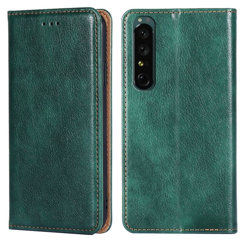 Capa Em Pele Para Sony Xperia 1 IV Design Vintage