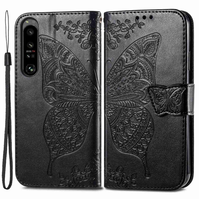 Capa Flip Para Sony Xperia 1 IV Borboleta Barroca